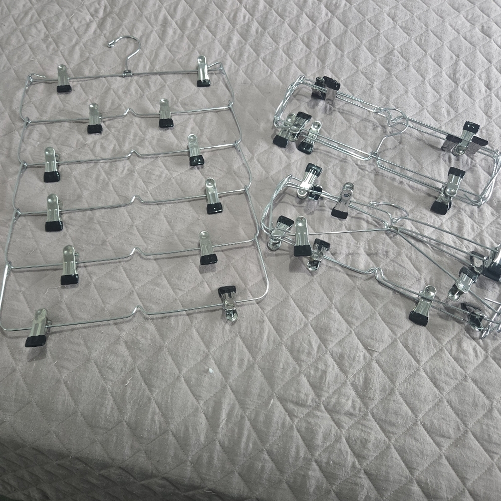 Chrome Multi-Tier Skirt & Pants Hangers with Clips - Silver